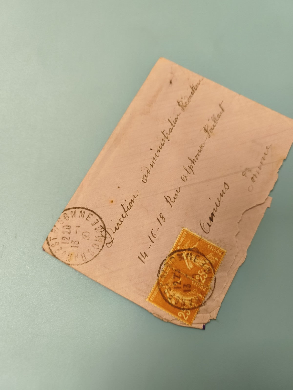 Ancienne enveloppe timbrée oblitérée pour collection philatélie, France vintage