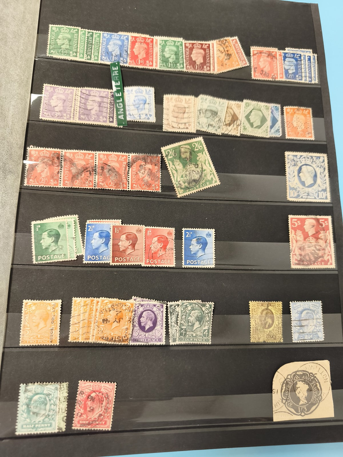 Lot anciens timbres oblitérés Angleterre collection vintage philatélie