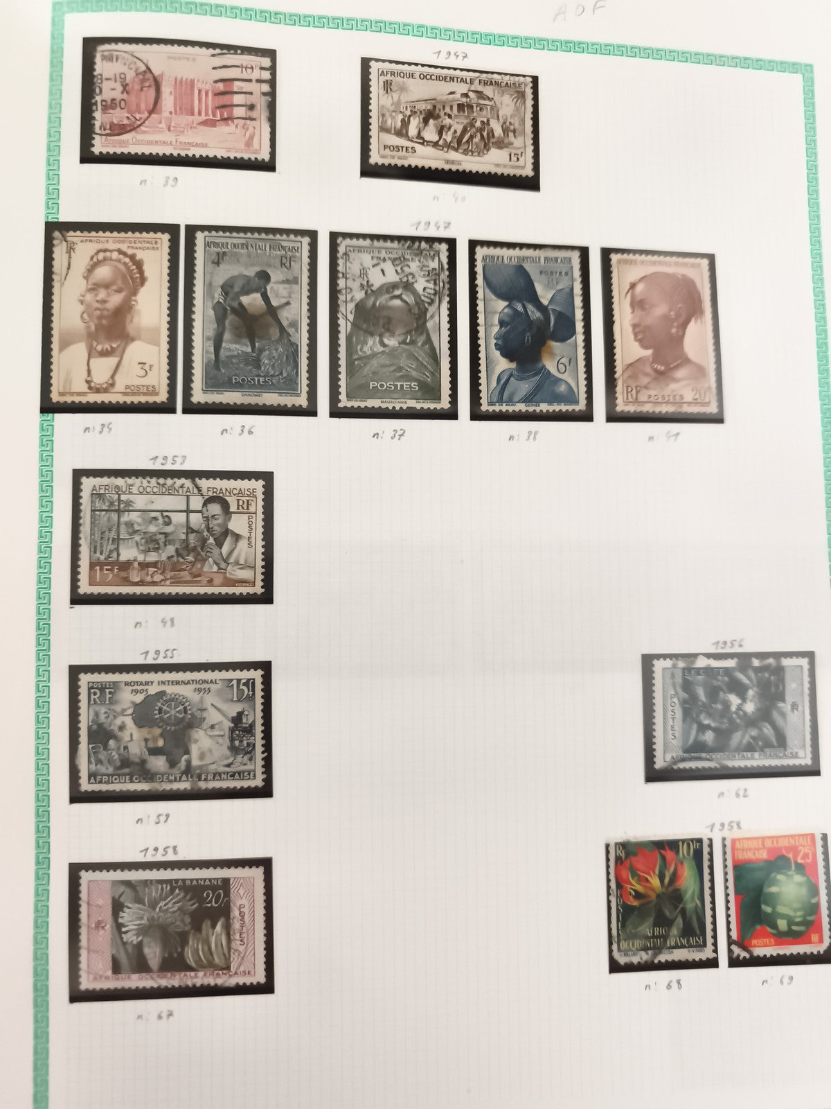 Timbres Afrique Occidentale Française lot 1950-1958 oblitérés thématique Afrique
