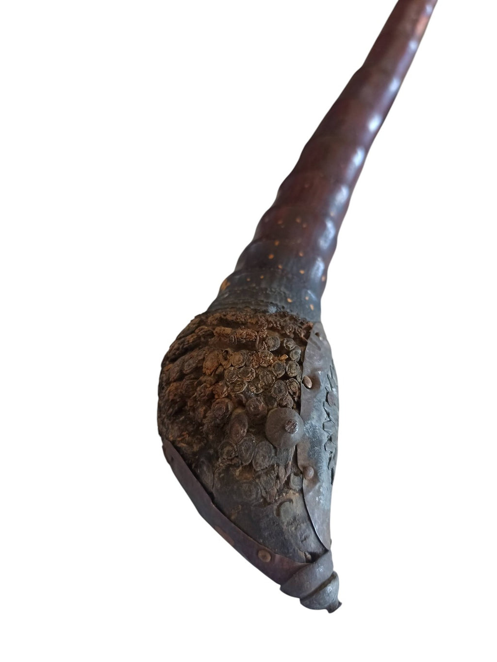 Soufflet Tribal Ancien en Bois Sculpté avec Tête Zoomorphe