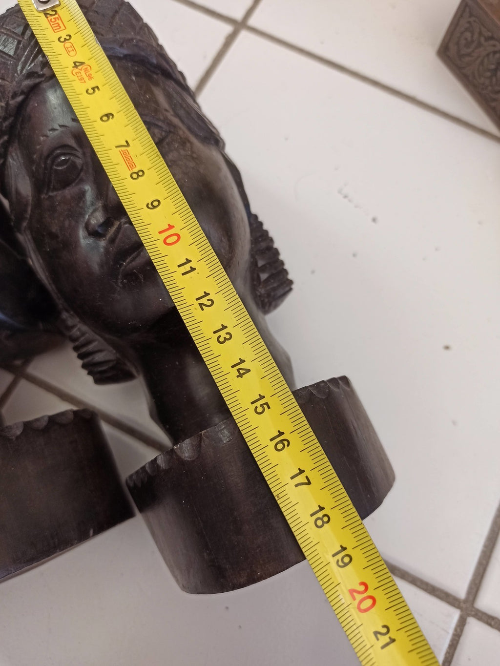 Paire bustes africains vintage en bois d?ébène, visages homme femme sculpture dé