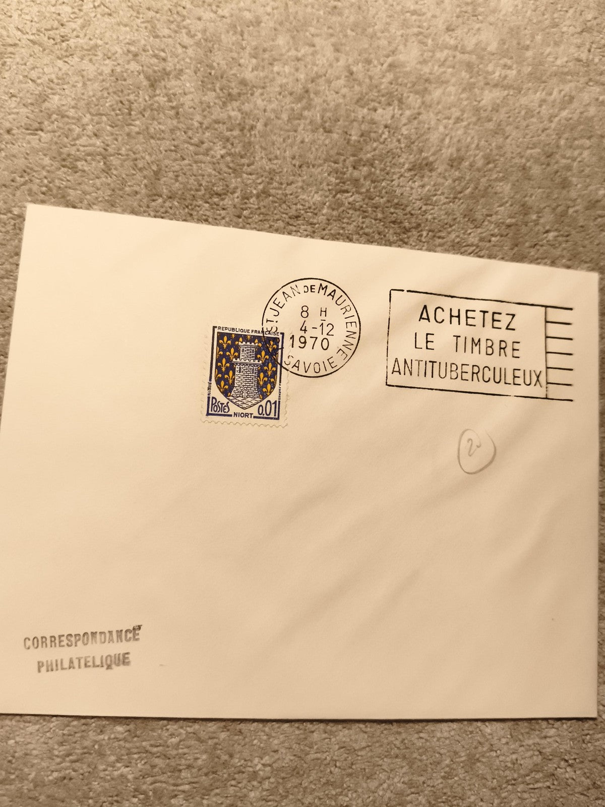Lettre philatélique oblitérée 1970 Niort blason Savoie St-Jean-de-Maurienne