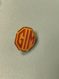Vintage pin's GIM octogonal orange rétro collection badge ancien