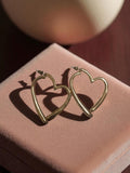 Paire boucles d’oreilles cœur doré vintage rétro bijou fantaisie ancien
