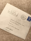 Lettre oblitérée 1957 timbre Marianne bleue Paris VIII philatélie (Ref 9)