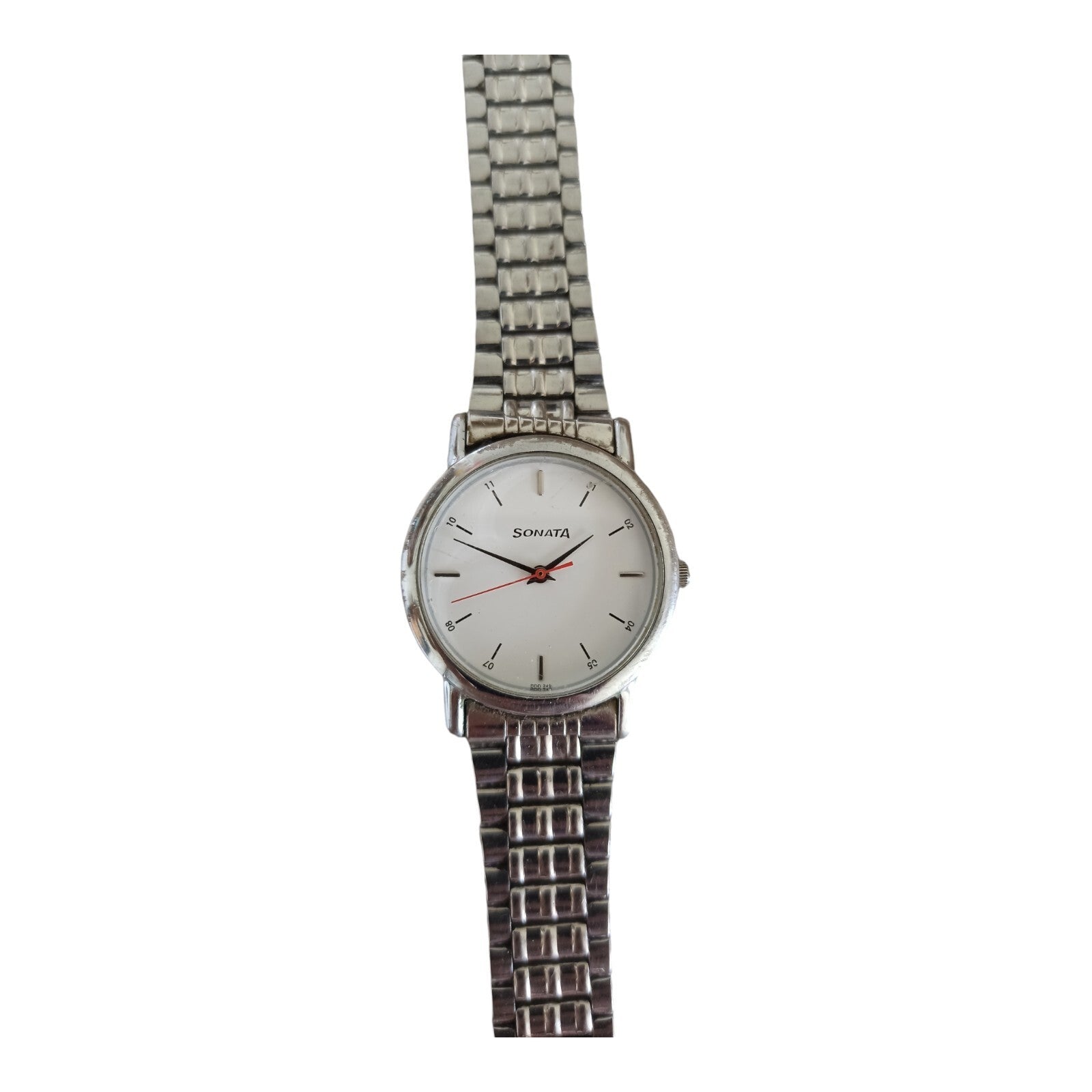 Montre femme SONATA bracelet métal argenté, cadran blanc, pile incluse