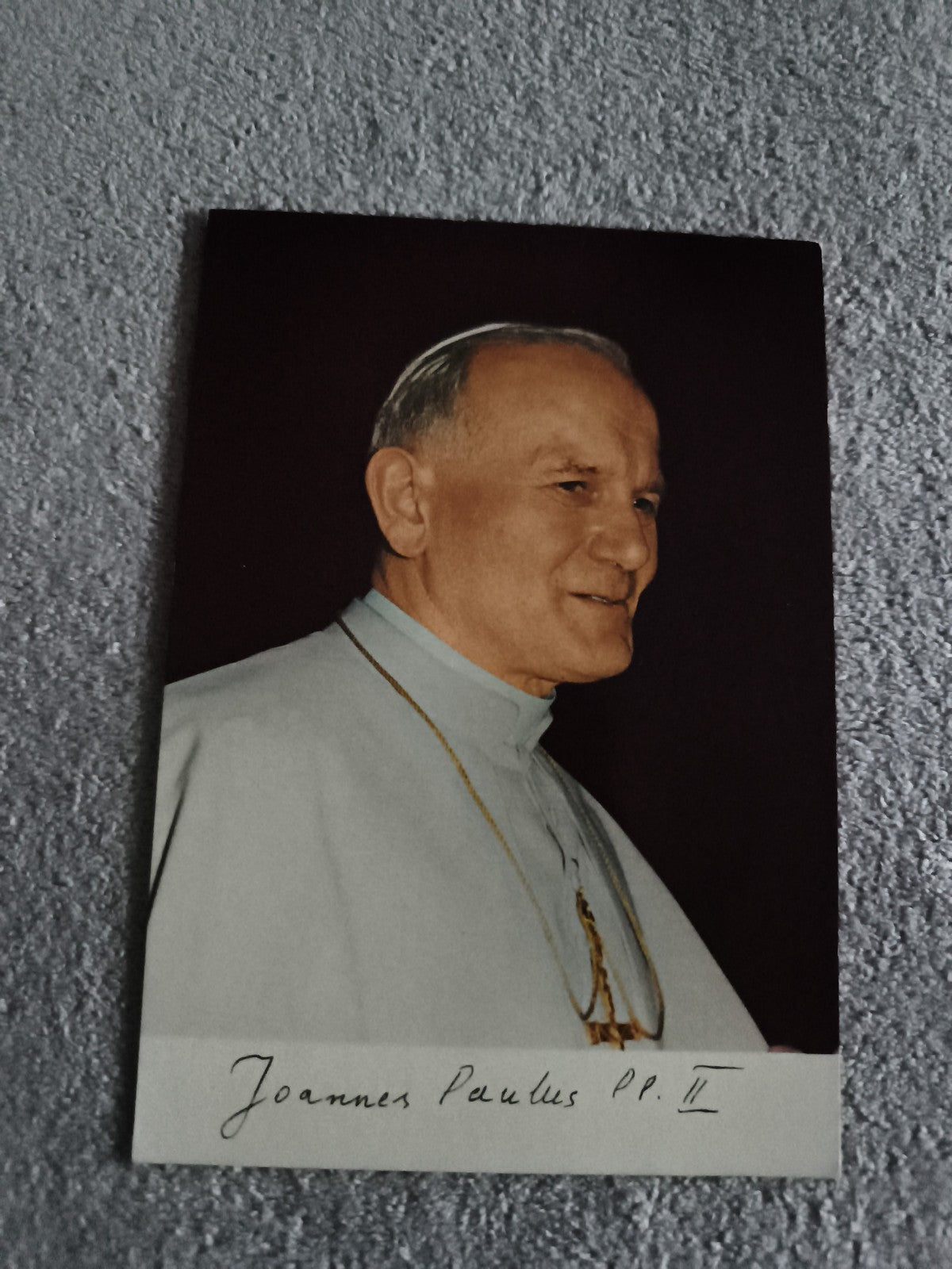 Carte photo pape Jean-Paul II portrait couleur Joannes Paulus II philatélie (Ref