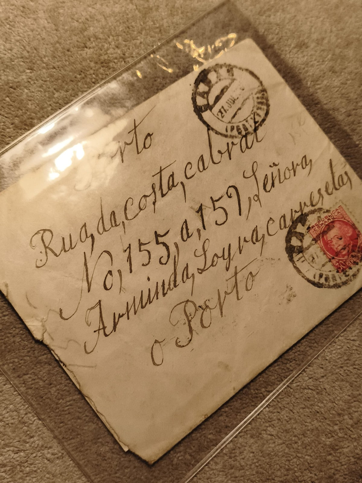 Lettre ancienne timbrée Portugal oblitération Porto XIXe écriture manuscrite
