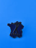 Vintage pin's SRRHU France forme carte, collection badge ancien (Ref 8)