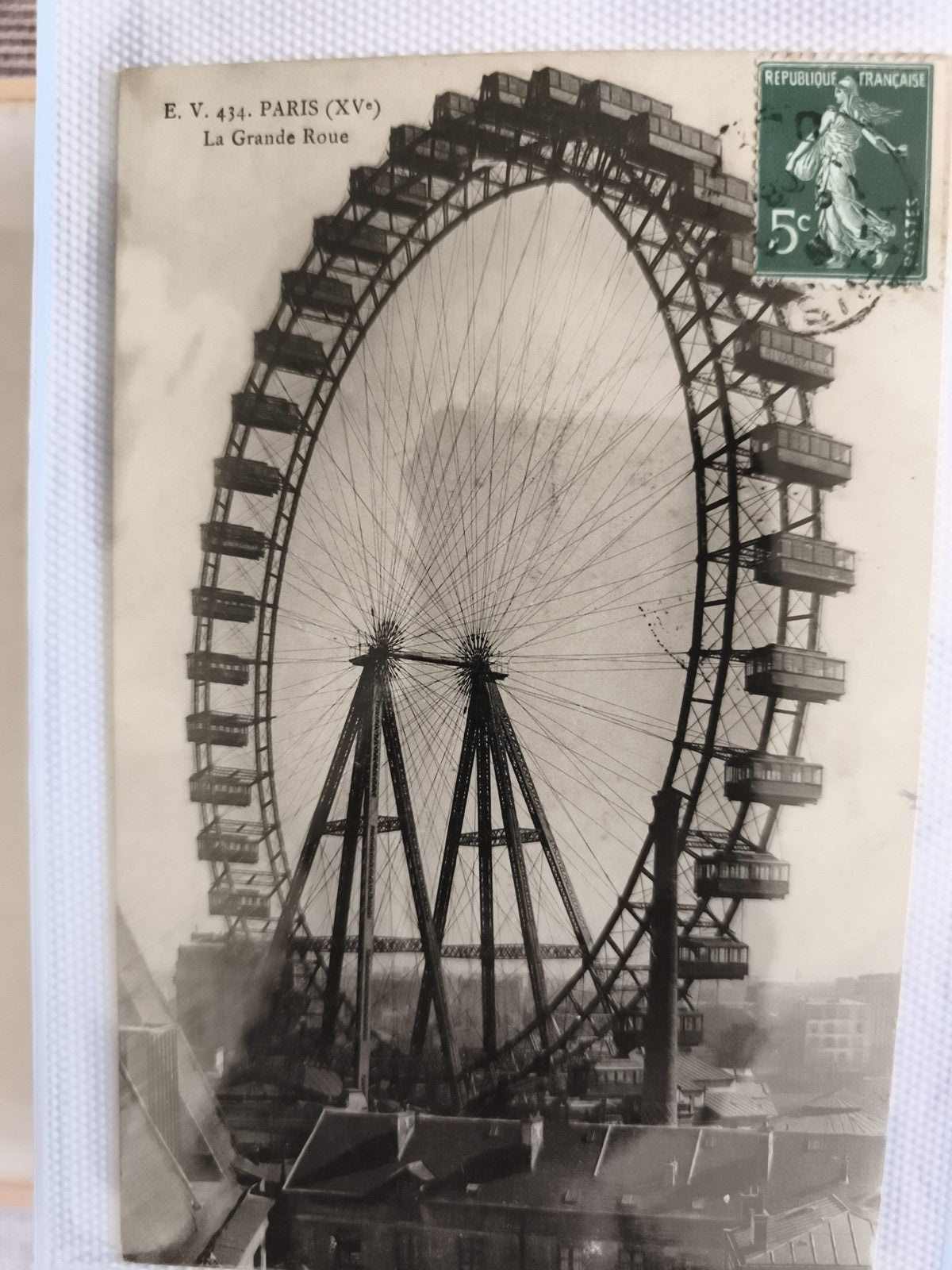 CPA Paris La Grande Roue XVème arr. carte postale ancienne timbre 5c
