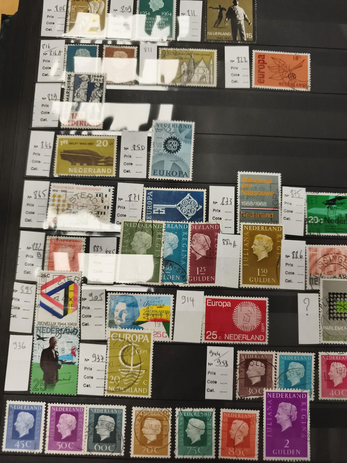 Timbres Pays-Bas lot thématique Europa Gulden oblitérés et neufs philatélie