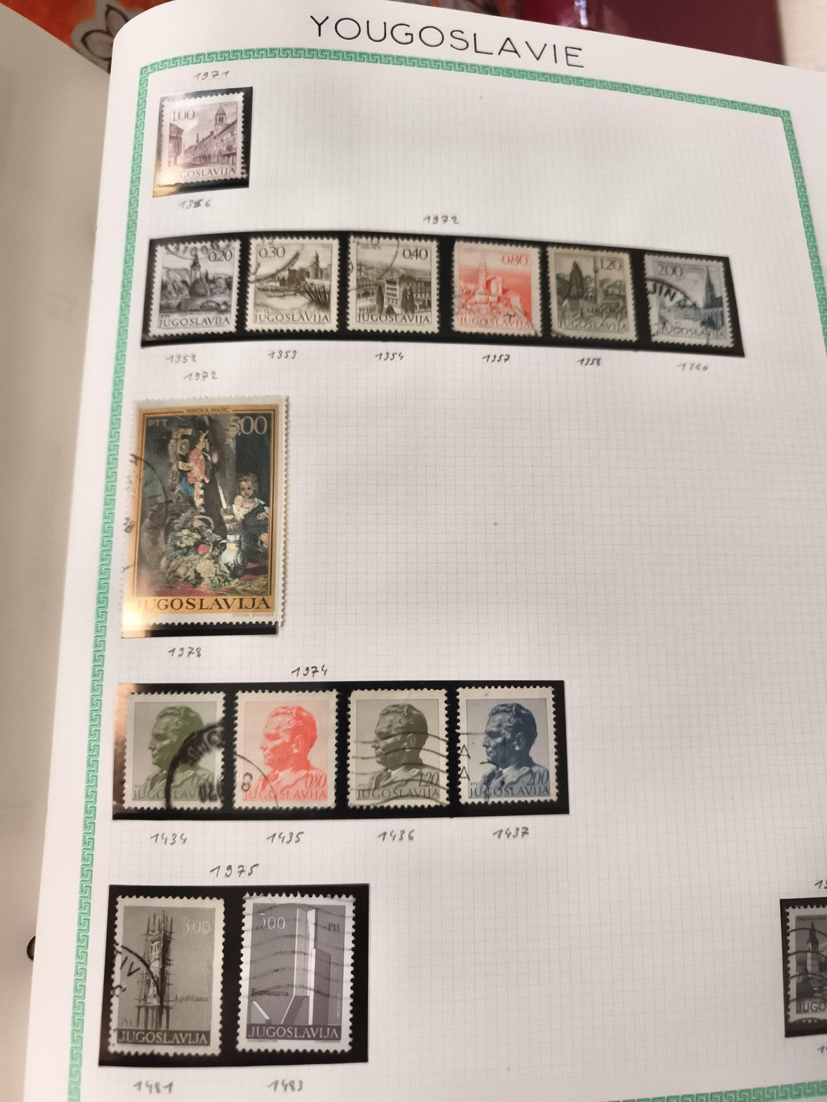 Timbres Yougoslavie oblitérés lot, architecture, personnages, années 1970
