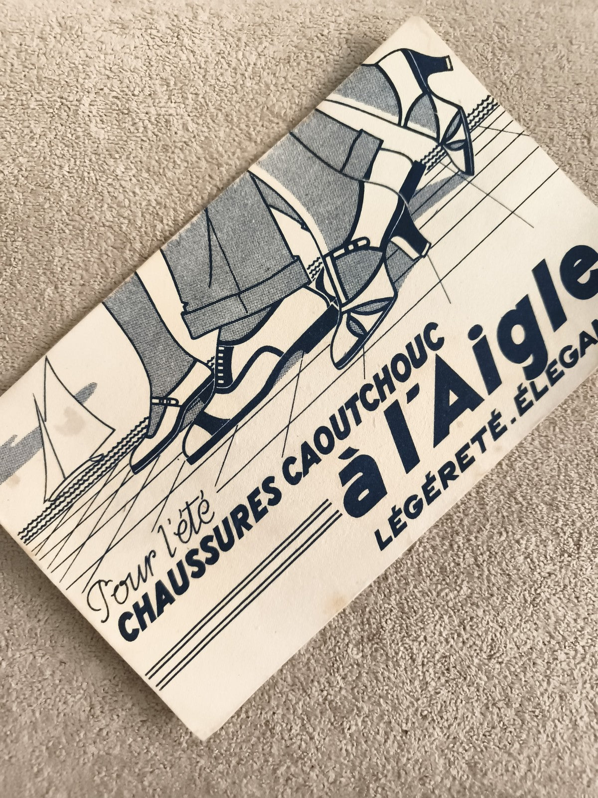 Carte publicitaire L'Aigle chaussures caoutchouc été déco rétro philatélie