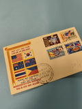 Ancienne enveloppe FDC Vietnam 1968 Manifestation Alliée timbres drapeaux