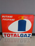 Plaque émaillée publicitaire Totalgaz ancien, butane propane, vintage rétro déco