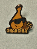 Pin's vintage Orangina mascotte bouteille jaune lunettes rétro collection