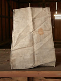 Sac en toile de jute ancien vintage, sac rétro authentique, usure visible