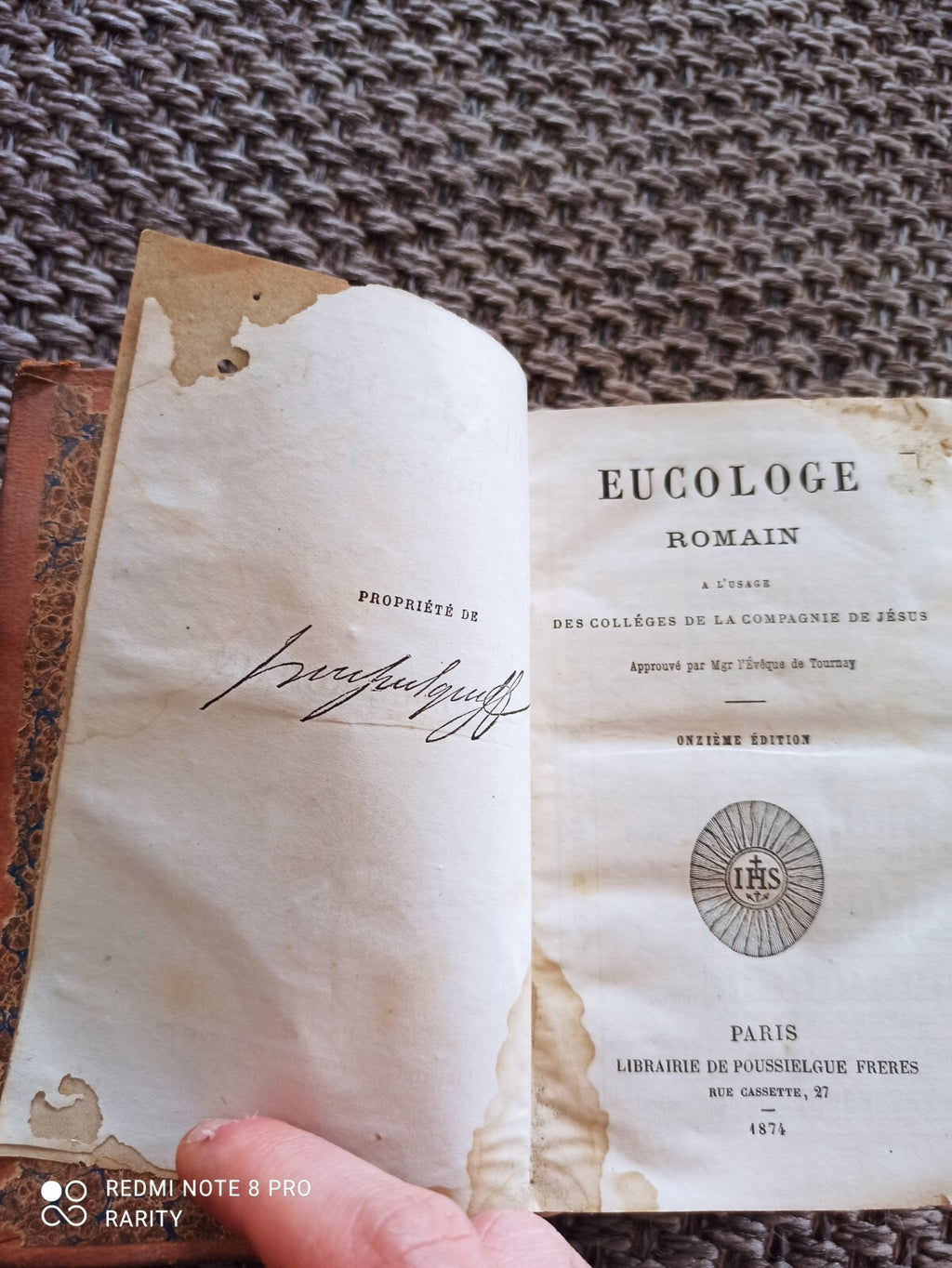 Livre liturgique Eucologe romain Collèges Compagnie de Jésus 1874 Paris