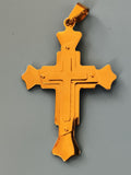 Croix pendentif catholique vintage finition dorée, bijou religieux ancien