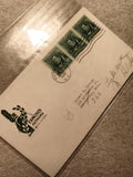 Lettre premier jour Famous Authors USA 1940, 3 timbres verts philatélie (Ref 11)