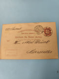 Ancienne enveloppe oblitérée XIXe Norvège Marseille philatélie vintage (Ref 9)