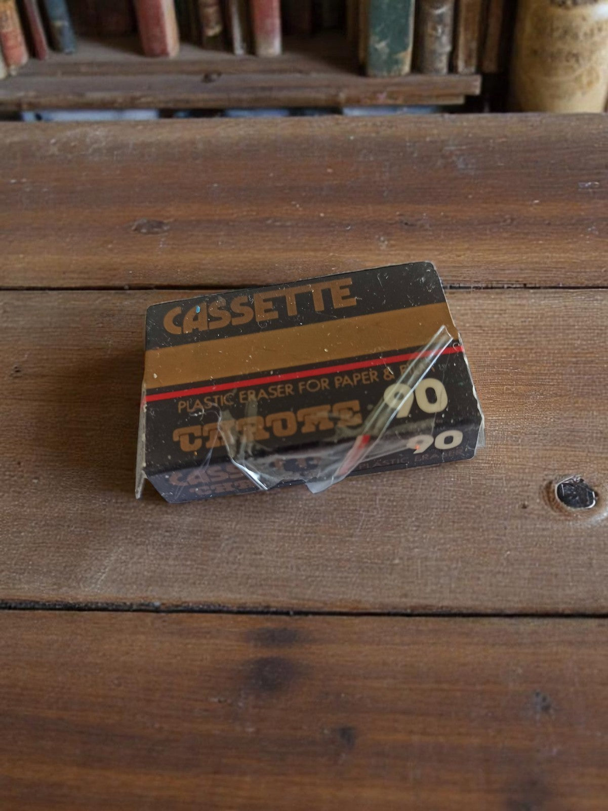 Gomme vintage Cassette années 50/60 caoutchouc blanc, boîte d’origine rétro