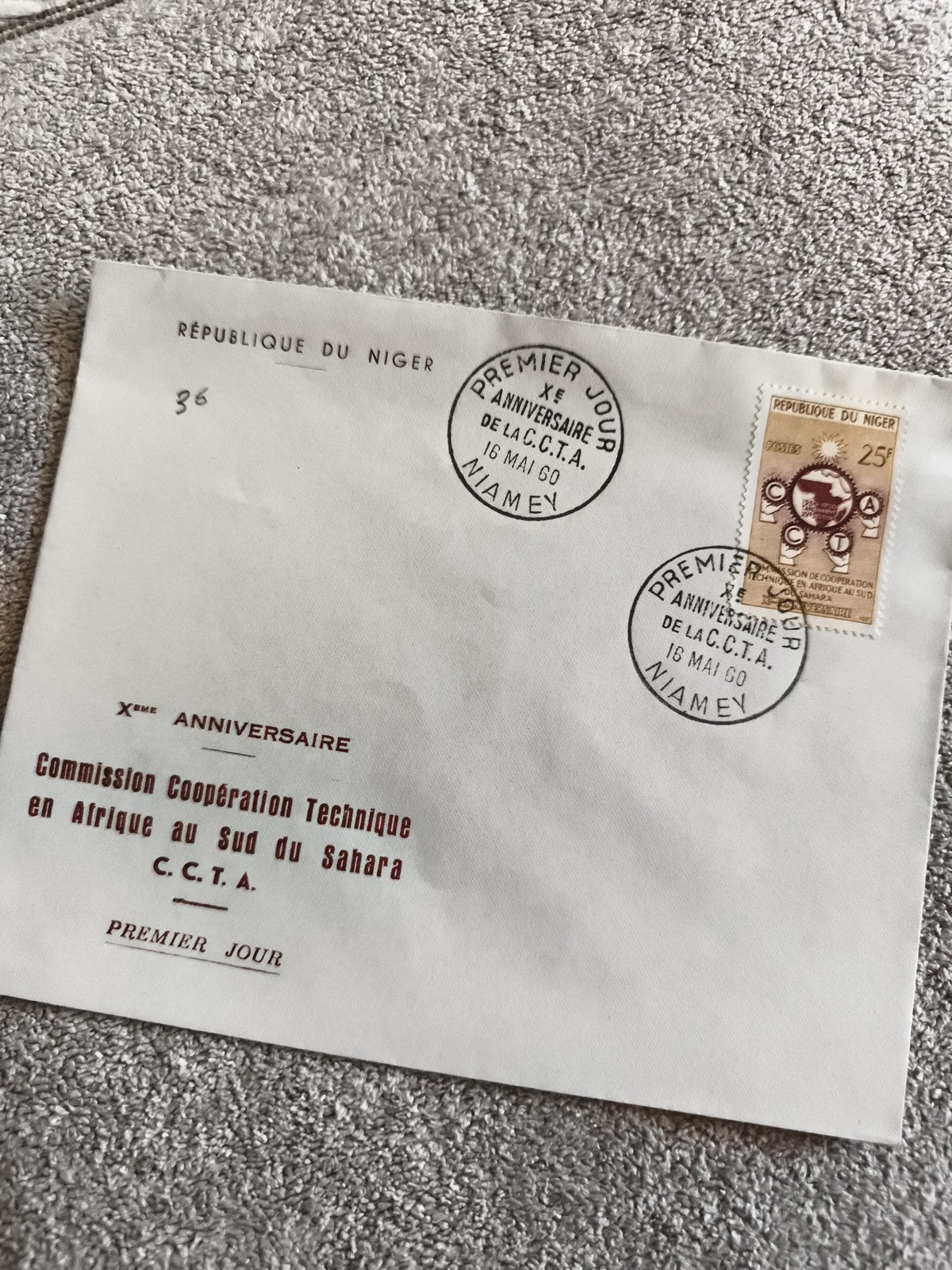 Lettre 1er jour Niger CCTA 1960 Xe anniversaire Afrique Sud Sahara philatélie