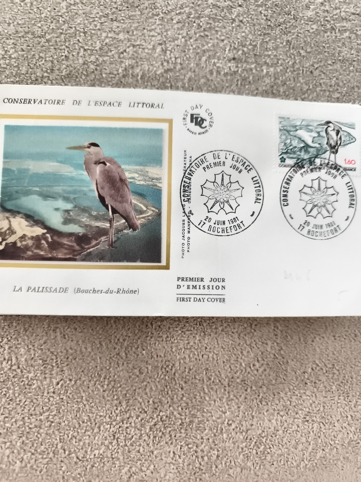 Enveloppe Premier Jour Conservatoire Littoral Héron 1981 Rochefort FDC ancien
