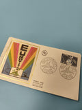 Enveloppe premier jour d?émission FDC Eurovision Paris 1980, motif arc-en-ciel