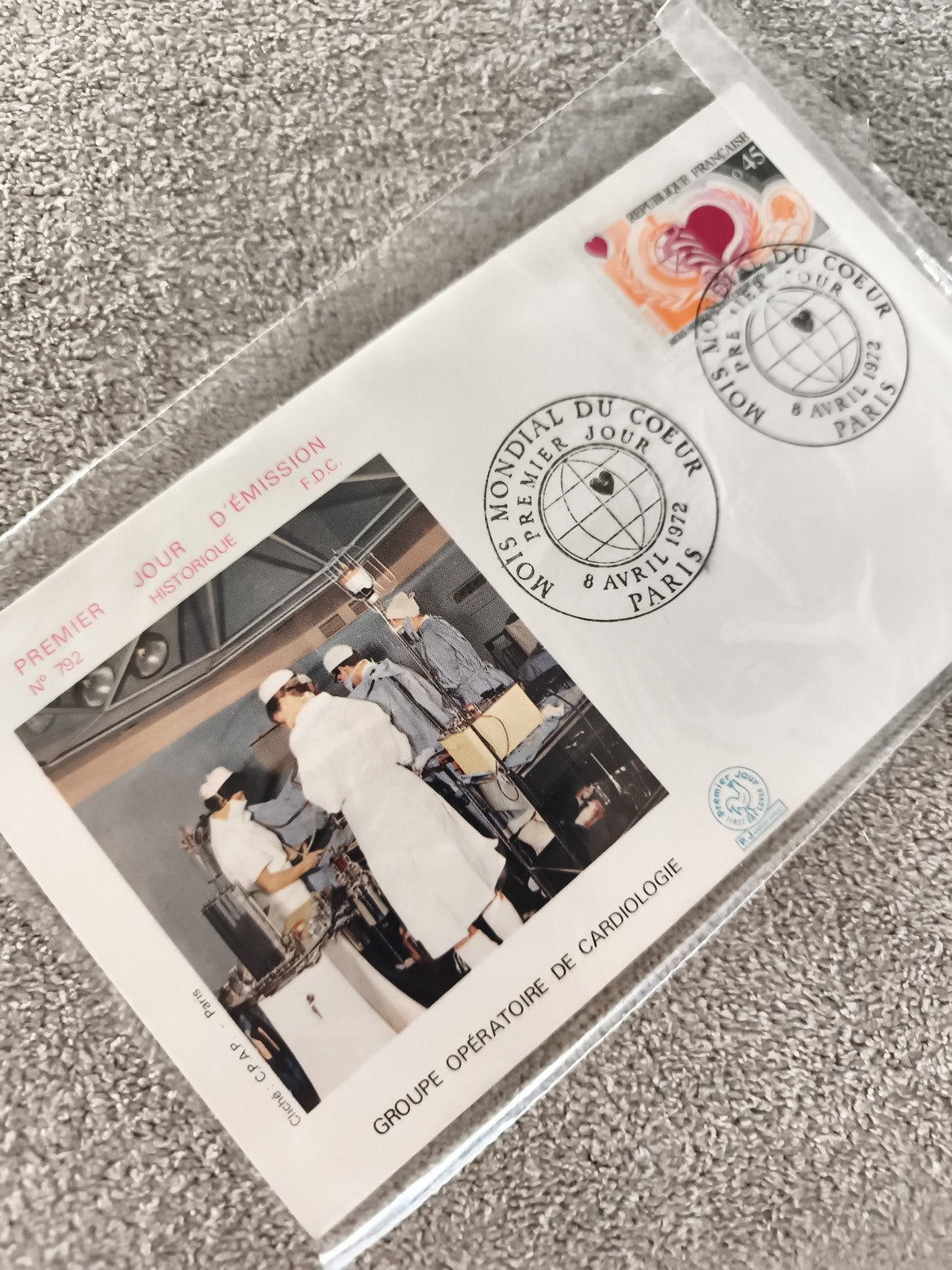 Lettre FDC Premier Jour 1972 Mois Mondial du Cœur Paris cardiologie timbre