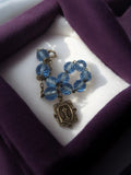 Bracelet religieux ancien perles bleues art déco médaille vintage 1920 rétro