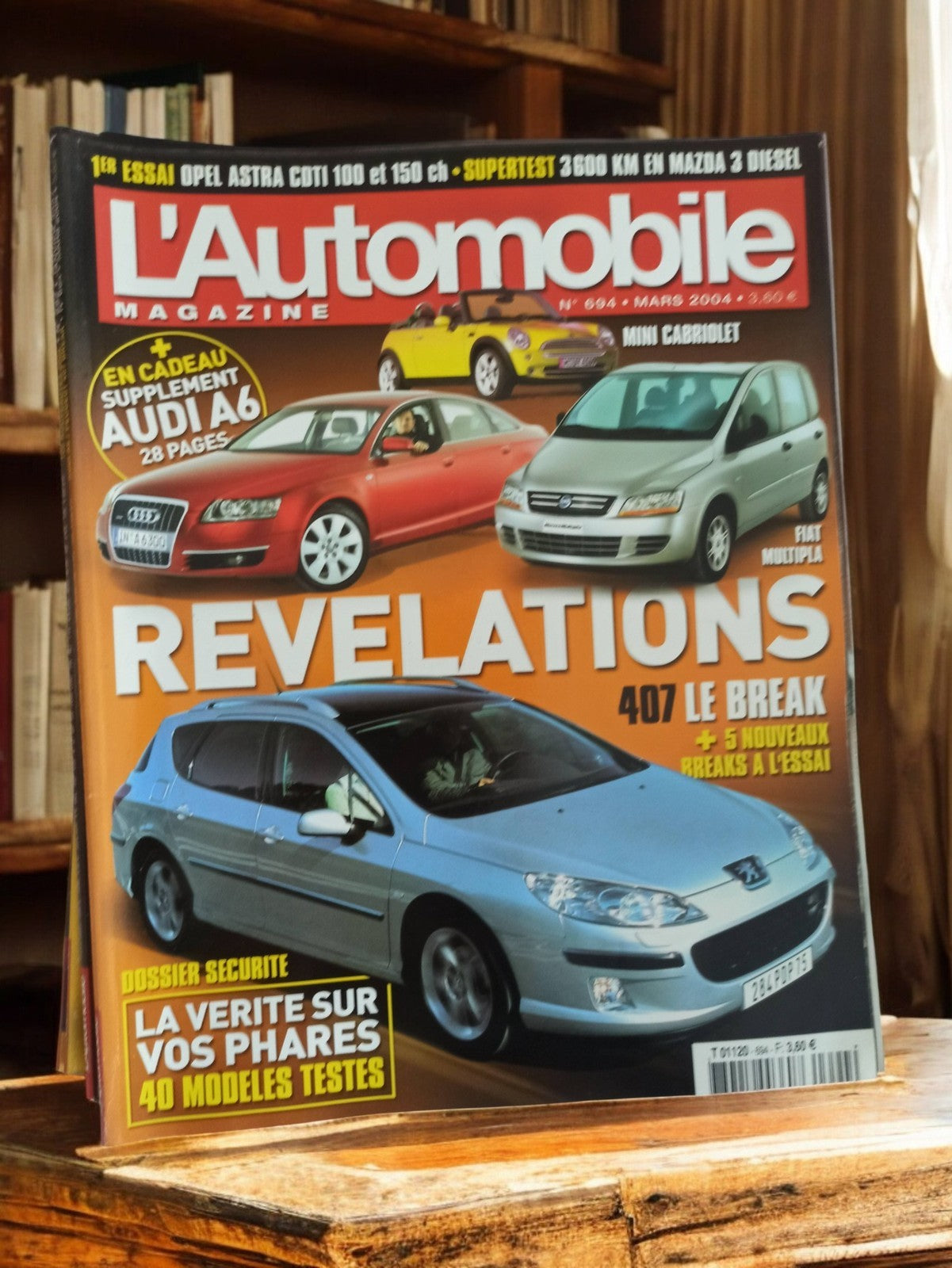 Magazine L'Automobile mars 2004 ancien rétro Peugeot 407 Audi A6 Mini