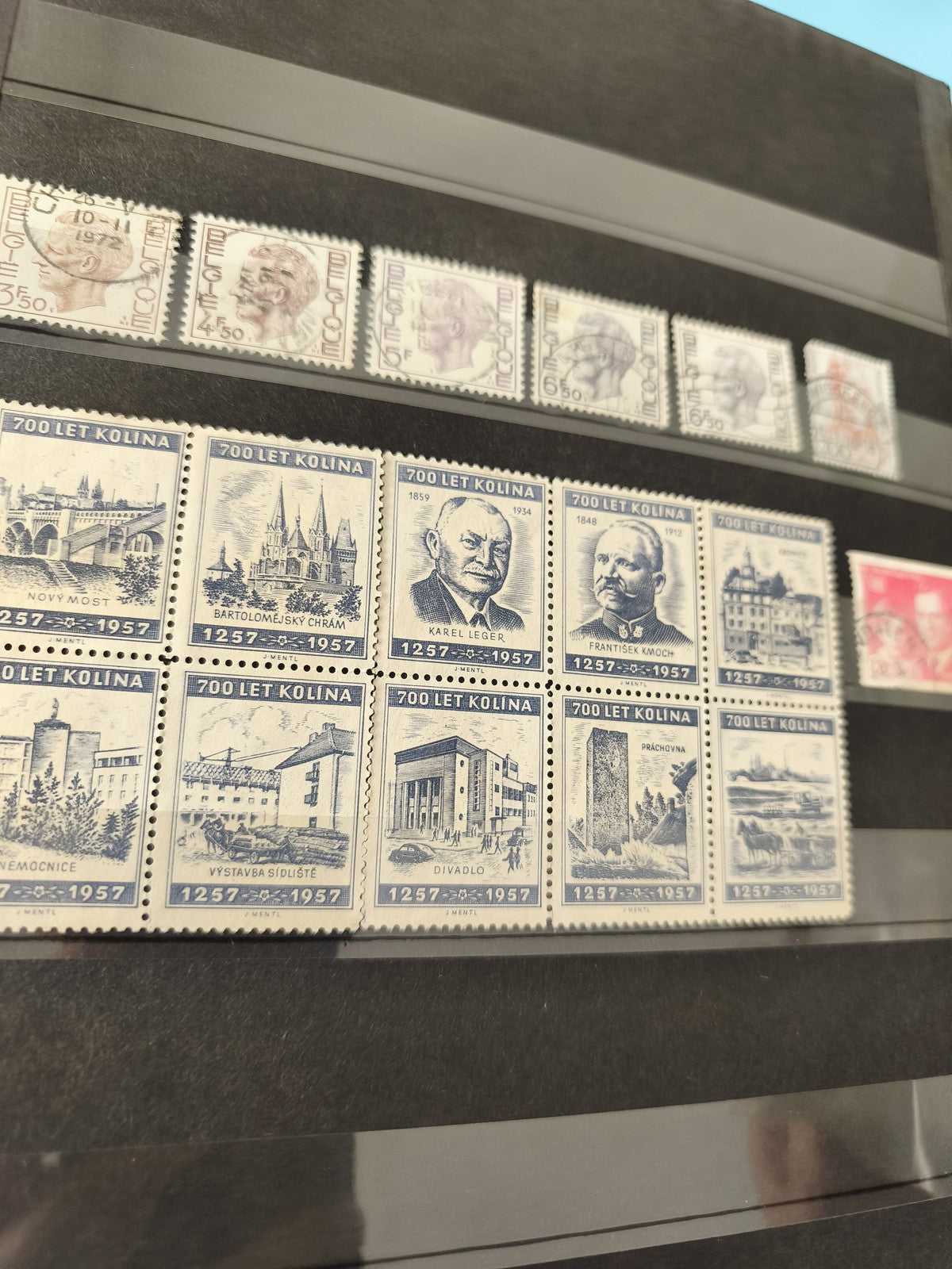 Lot anciens timbres oblitérés 700 let Kolina 1957 thématiques portraits et monum