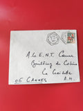 Enveloppe philatélie affranchie timbre coq, cachet Speracedes Cannes