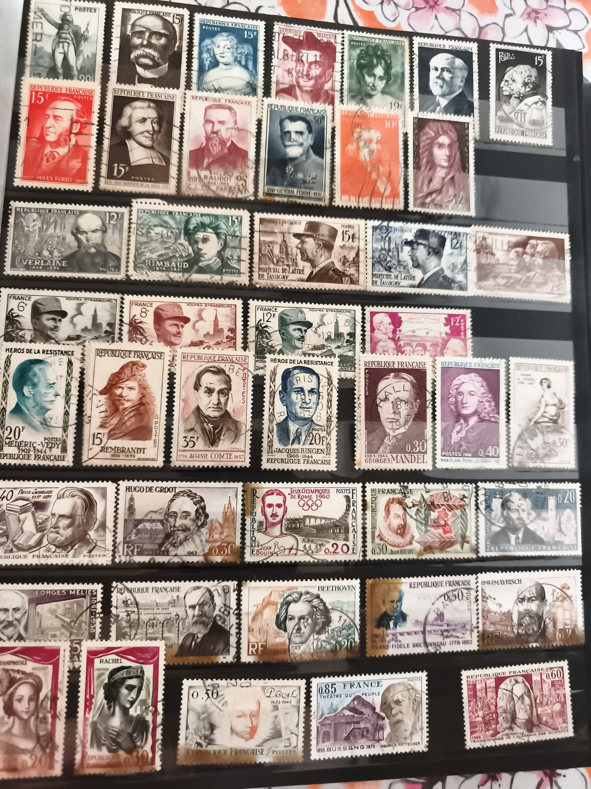 Timbres anciens France portrait oblitérés – philatélie XXe siècle, personnages c