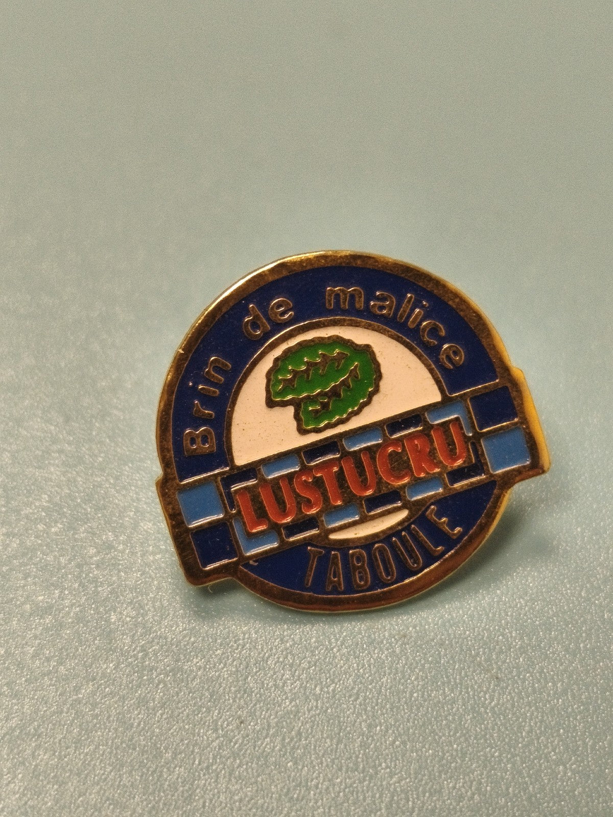 Vintage pin's Lustucru Brin de Malice taboulé logo bleu collection (ref 10)