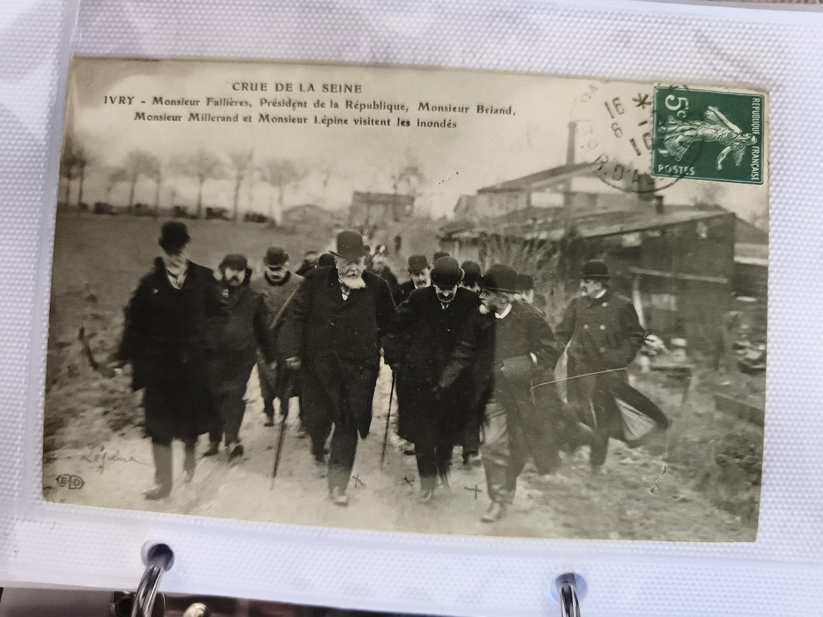 CPA Crue de la Seine Ivry Président Fallières Briand Lépine Millérand 1910