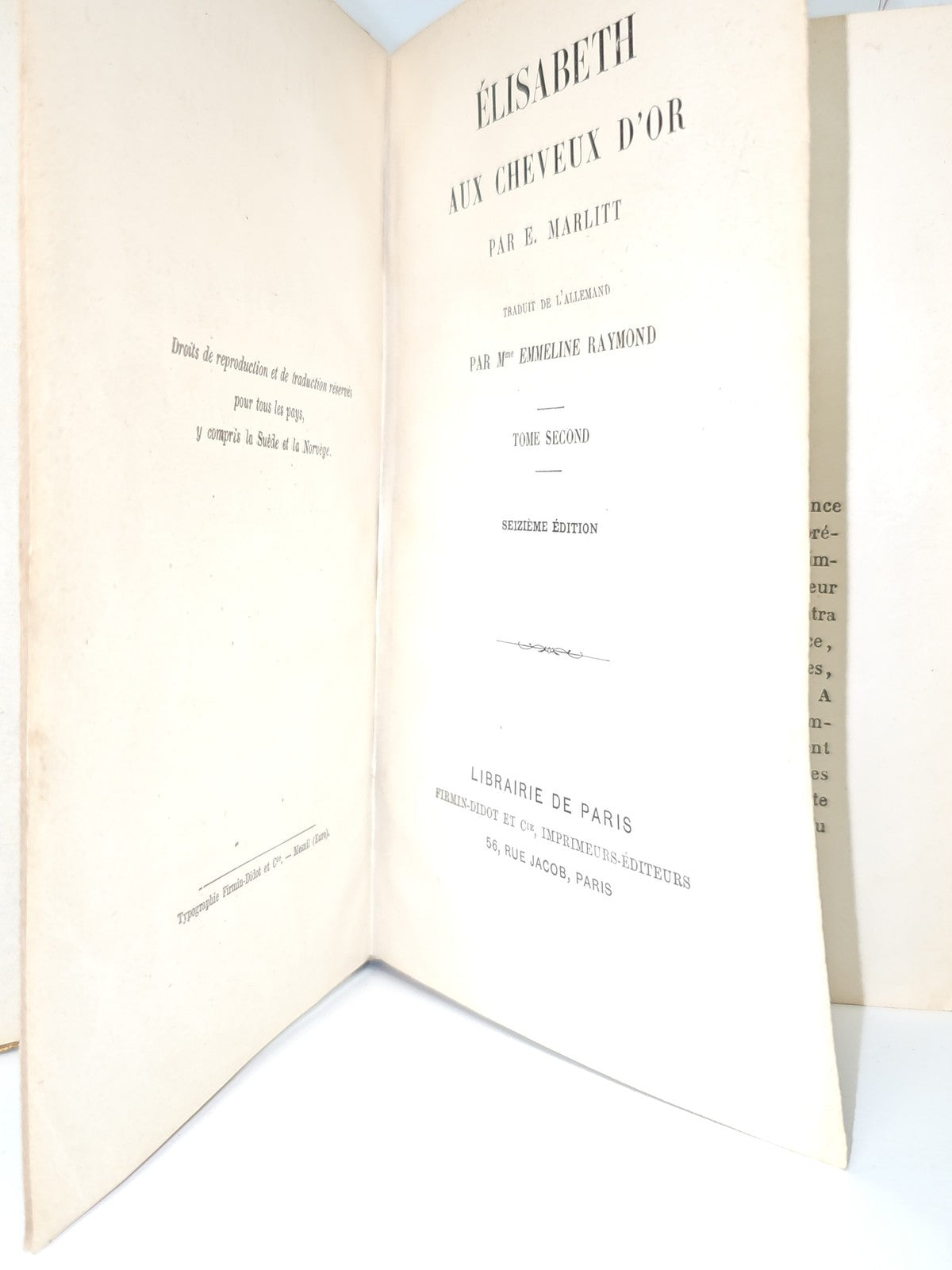 Livre vintage ancien "Elisabeth aux cheveux d'or" pour collection bibliophile ré