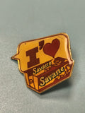 Vintage pin's Savane jaune marron, collection publicitaire rétro (Ref 7)