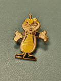 Pin's vintage personnage mascotte jaune émaillé, collection rétro (Ref 13)