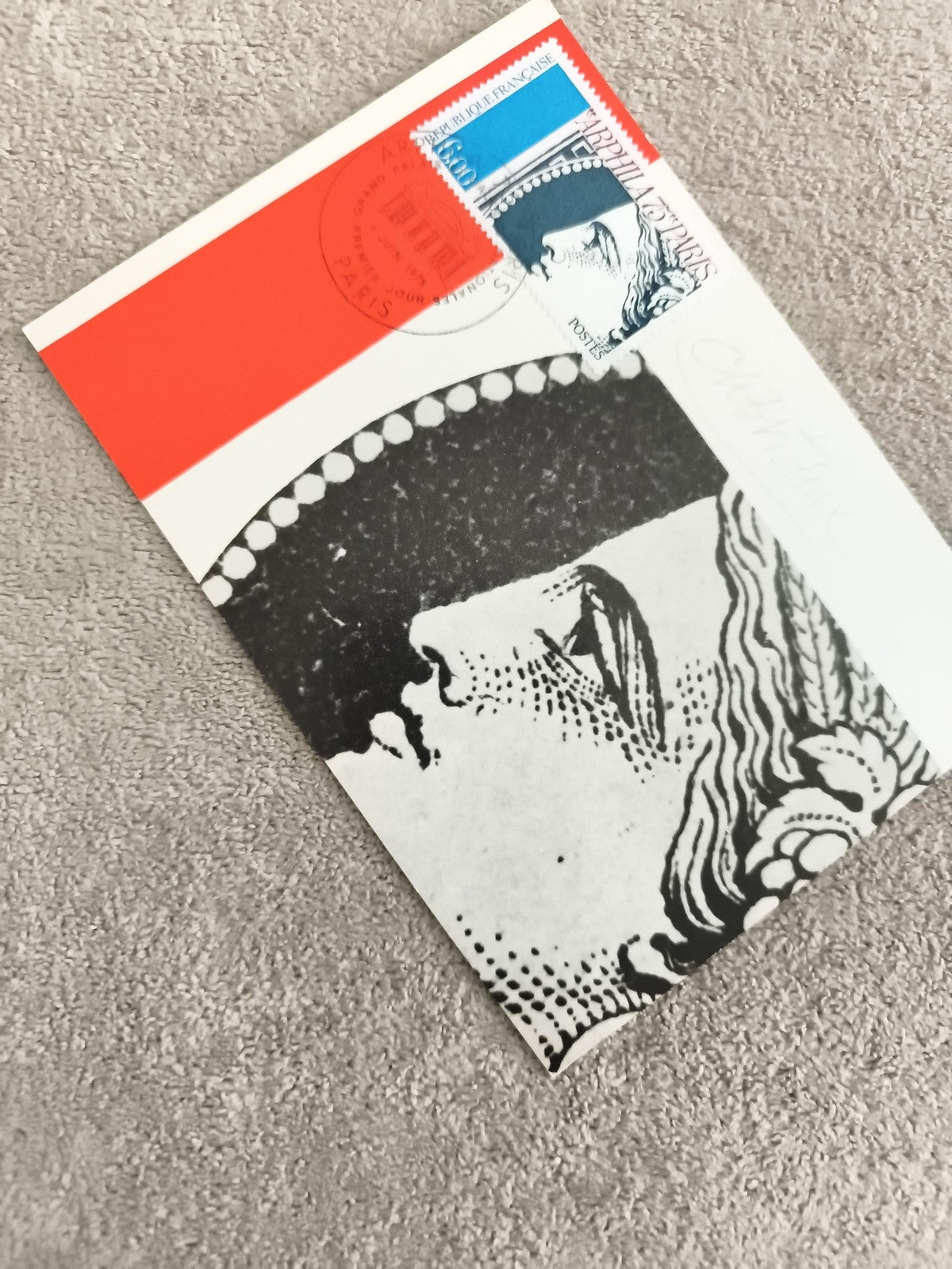 Carte maximum Marianne timbre 5,00 F bleu oblitérée Paris philatélie France