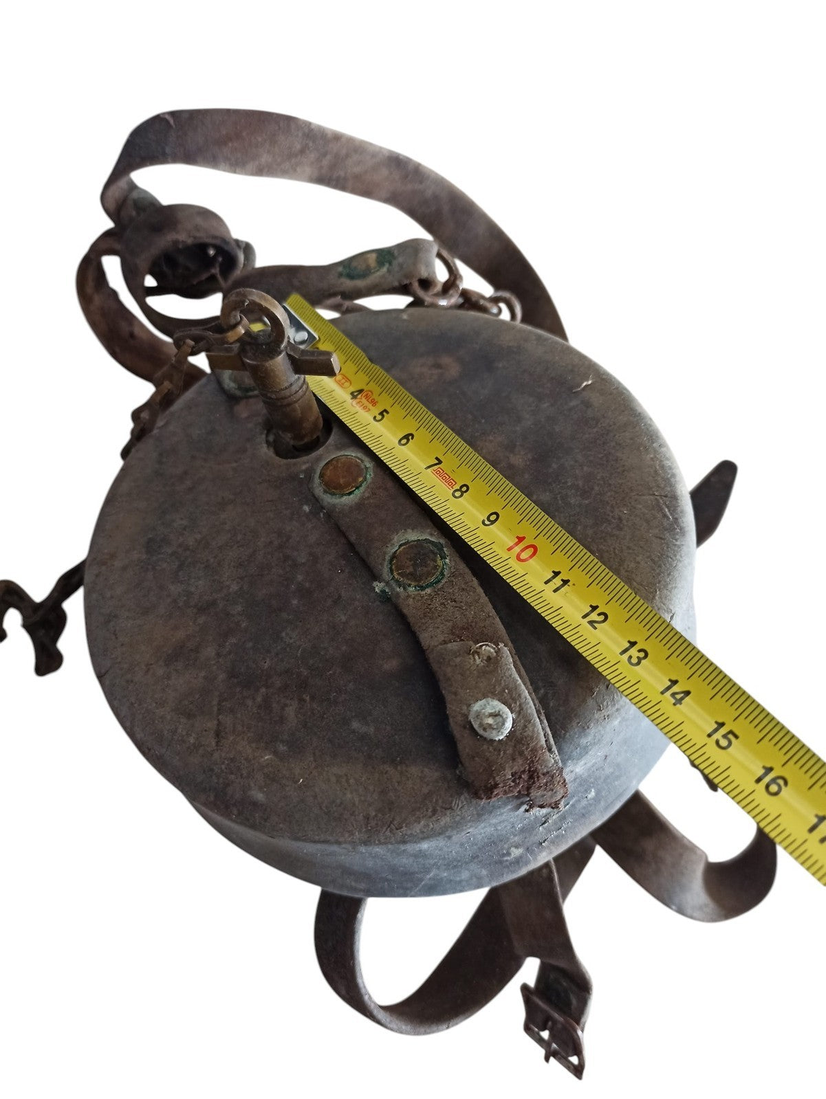 Horodateur ancien rond 1940, pointeur de ronde vintage, cadran métal patiné