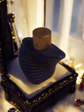 Miniature flacon parfum vintage cristal bleu mat bouchon doré déco