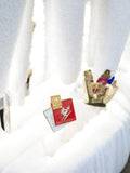Pin's vintage Méribel Géant Super G rouge blanc ancien badge rétro pub ski