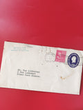 Enveloppe philatélie oblitérée USA vers France timbres 2c et 3c, adresse tapée