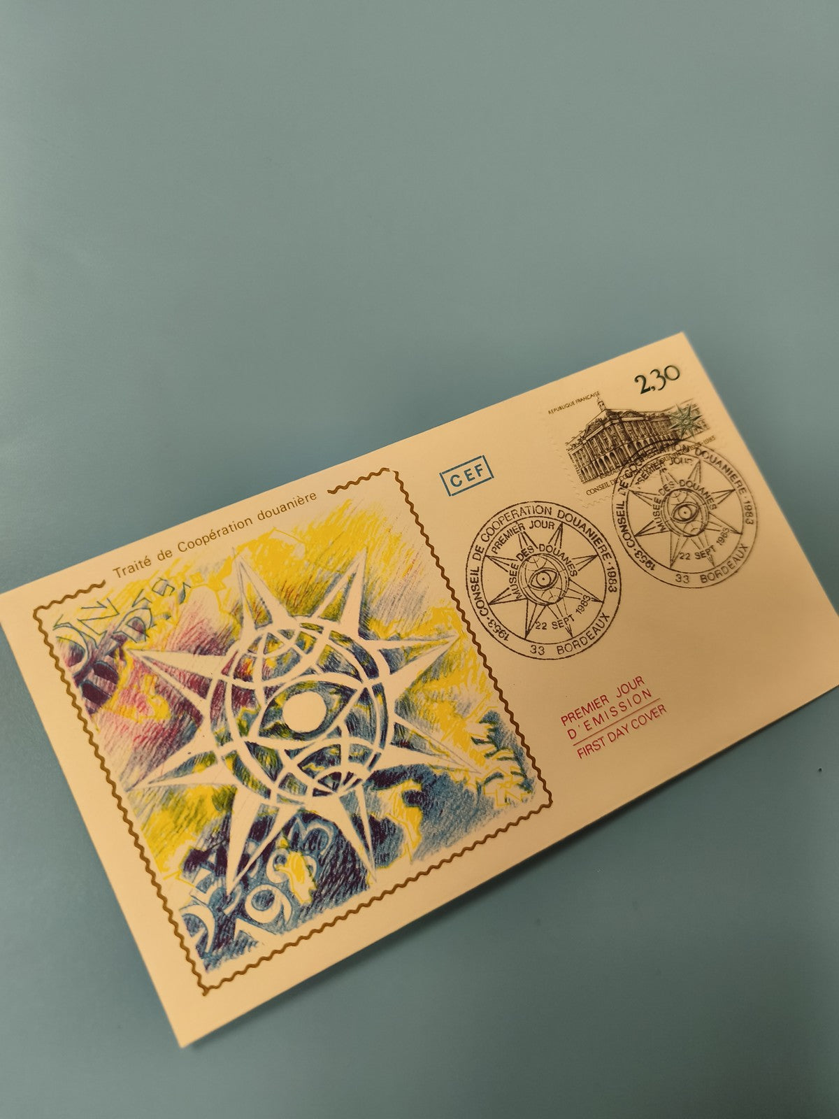 Enveloppe premier jour FDC Traité Coopération Douanière 2,30 multicolore (Ref 11