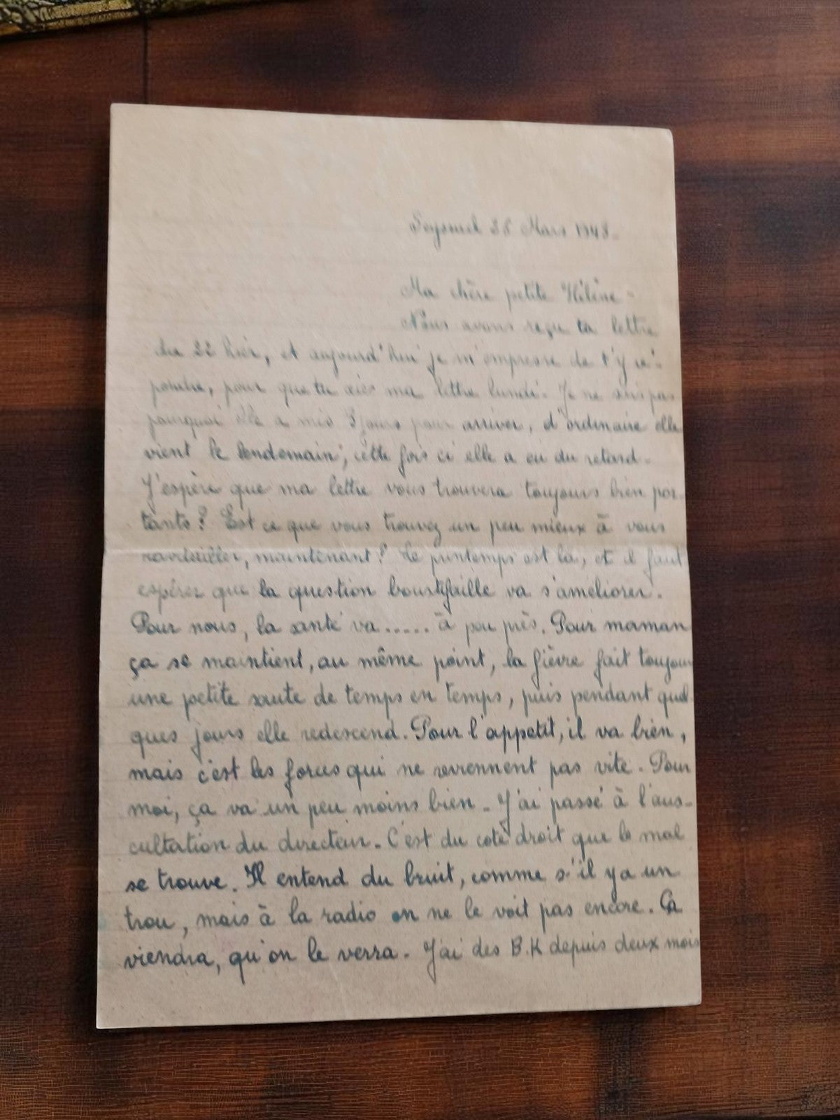 Lettre manuscrite 1943 Sagunto témoignage vie quotidienne guerre