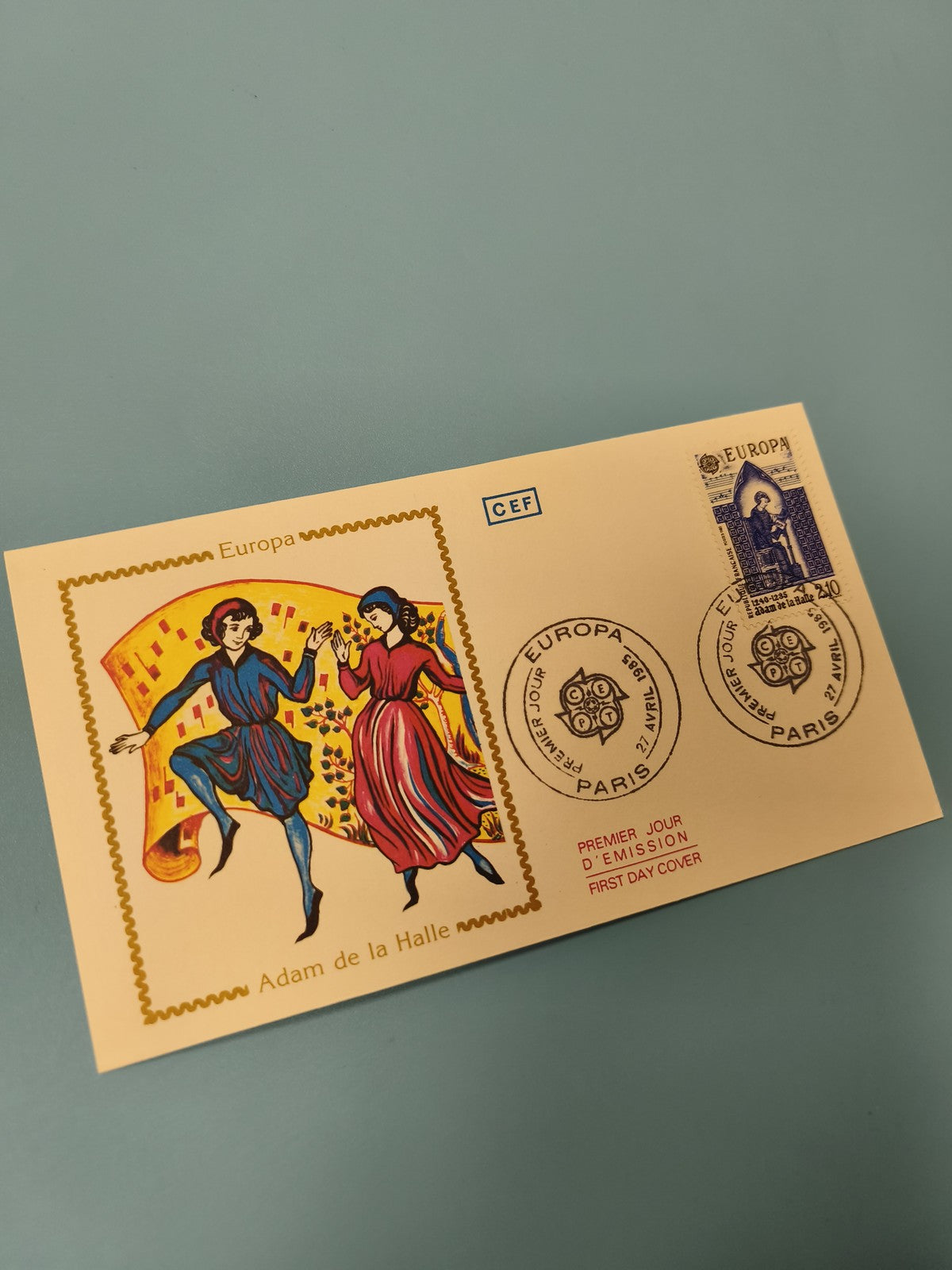 Enveloppe premier jour FDC Europa Adam de la Halle Paris avec illustration dansa