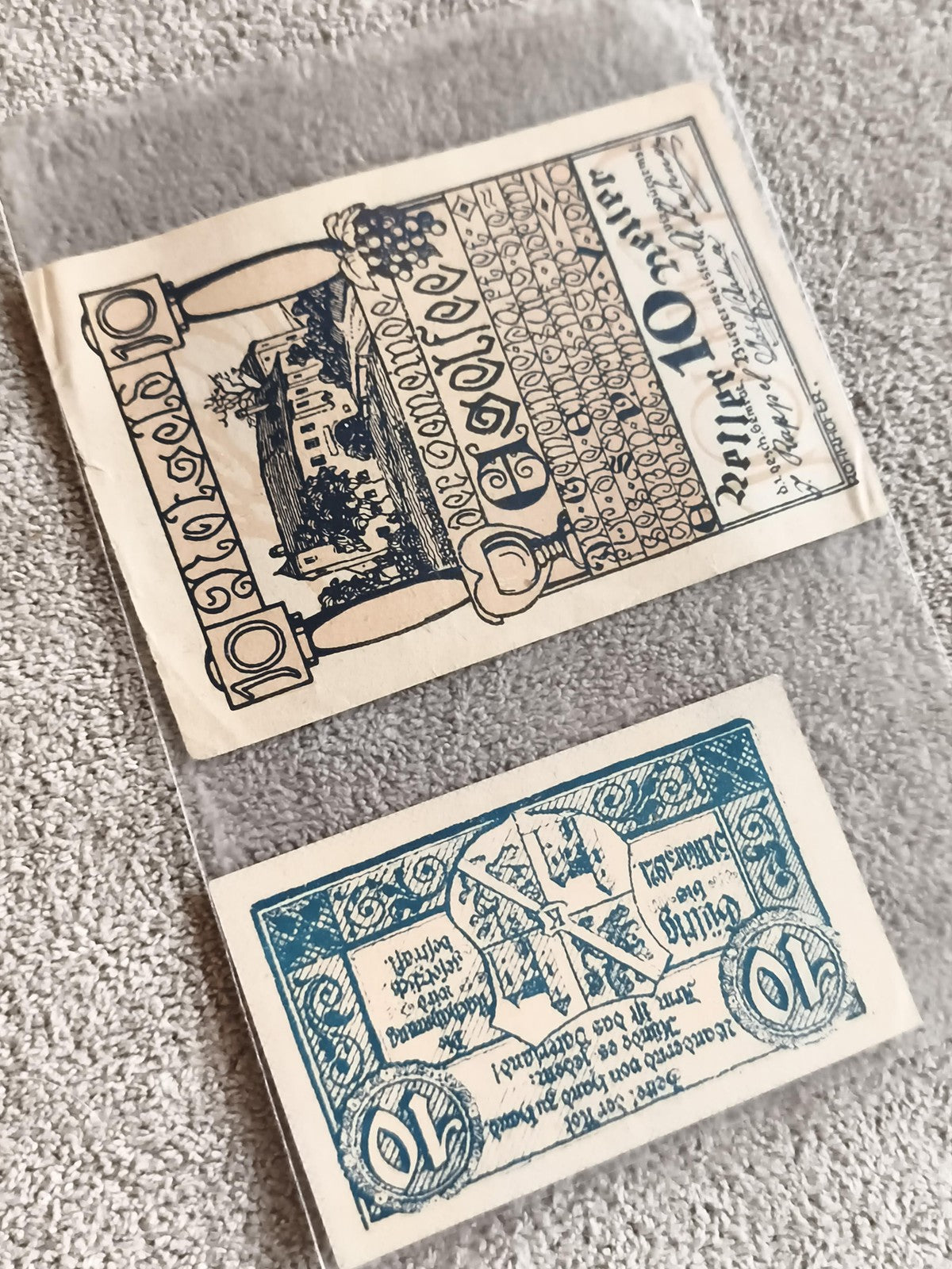 Anciens billets 10 Mark Allemagne notgeld illustré vintage lot papier