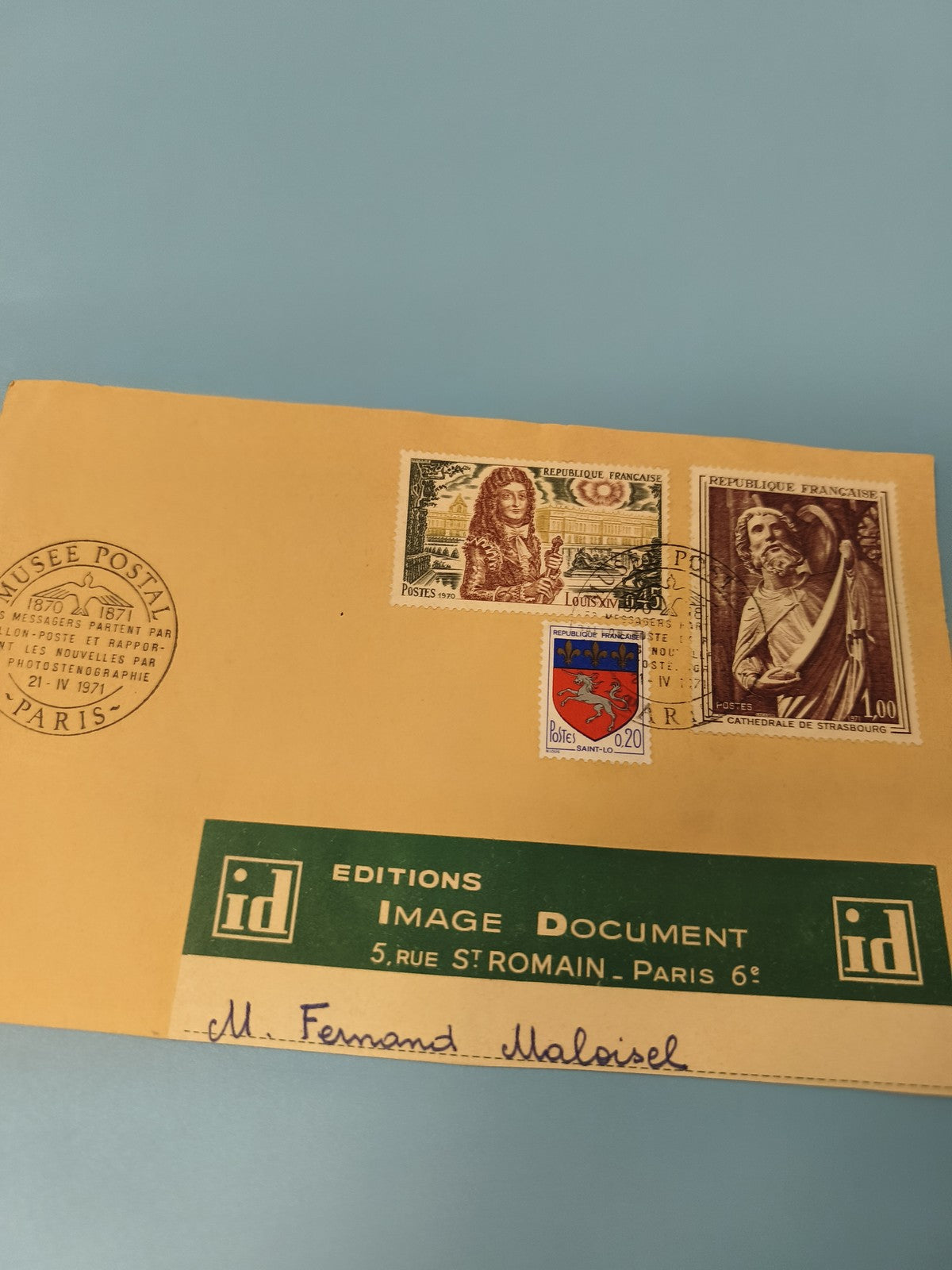 Ancienne enveloppe philatélie Musée Postal Paris timbres France collection